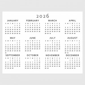 2026 Calendar Printable | Single Page | Full Year Calendar | Year at a Glance | Desk Calendar |monday and Sunday Start, A4 A5 US LETTER PDF - Etsy