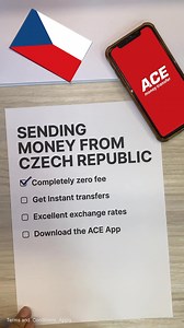 Sending money from Czech Republic? Enjoy zero fees, instant transfers, and excellent exchange rates with ACE Money Transfer.  Download the ACE App today! | ACE Money Transfer | Facebook
