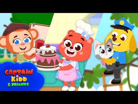 Learn Jobs And Occupations | Cartoons For Kids | ‪@CaptainKiddandFriends‬ | Kiddopia