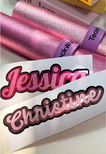 Create Personalized Pink Name Stickers with Glitter