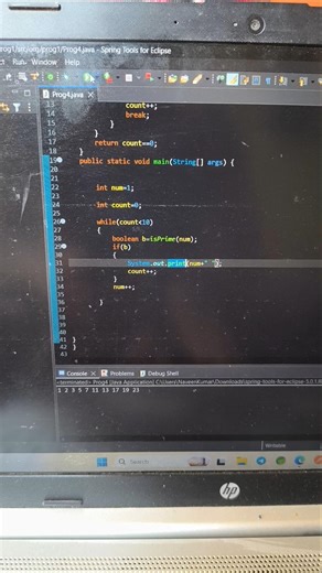 Java Program For Finding First 10 prime Numbers 👍#java #prime #primenumber @real_nawin .....