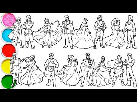 Draw Disney Couples in 40 Minutes - Anna & Kristoff, Cinderella & Prince Charming & Others