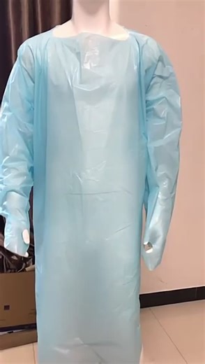 Back-opening Light Blue Waterproof Plastic Apron Polyethylene Medical Disposable CPE Gown