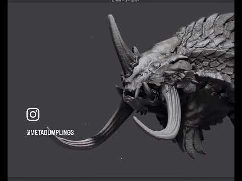 Dragon design. Rig test. Neck jiggle WIP#b3d #blender #zbrush #creature