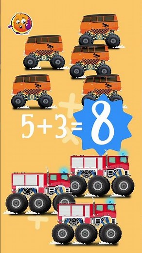 🚒 5 + 3 = ? Fire Truck & Camper Van Math! #shorts