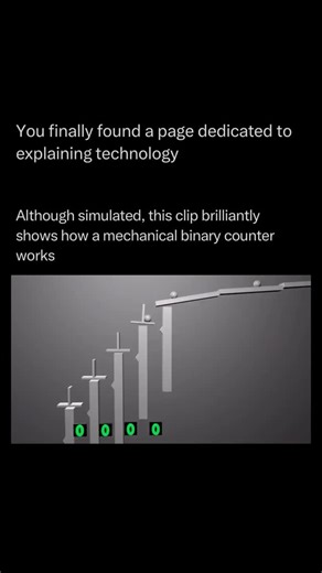 Technology Explained on Instagram: "Follow @explaining.tech to learn everything about technology one post at a time 🧠⚙️ Although it looks like a beautiful antique, the mechanism you’re seeing is a brilliant mechanical simulation of digital logic: a Mechanical Binary Counter. It shows, in physical motion, the core principle that defines all modern computing. All computers store information using binary—a system of two states, 0 or 1. This mechanical device translates that abstract concept into a