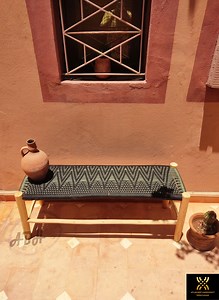 Moroccan Wooden Bench, Handmade Bench, Woven Bench Made of Macrame , Wood Bench, Entryway Bench,boho Bench, Natural Stool, Moroccan Decor. - Etsy