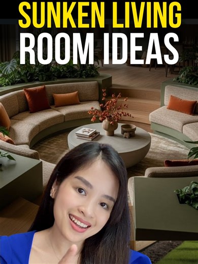 ✨ Looking for sunken living room ideas? I got you. 😎 1. Modern Lounge Pit – Clean lines, neutral palette, low modular sofa, hidden LED steps. 2. Japandi / Zen – Timber flooring, minimal décor, soft plants at eye level. 3. Industrial 👀 – Exposed concrete, monolithic sofa, bold sculptural lighting. 4. Family-Friendly Cozy Pit – Wide steps, layered rugs, perfect for movie nights 5. Indoor–Outdoor – Facing garden/pool, stone flooring, sliding doors for seamless flow #livingroomideas #sunkenlivingr