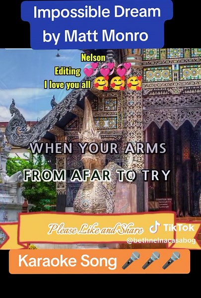 Impossible Dream by Matt Monro | Karaoke Song 🎤🎤🎤