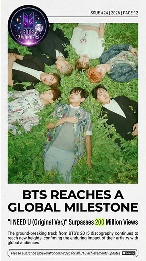 BTS 'I Need U' Original Ver. hits 200M YouTube views a timeless classic 🌿💜