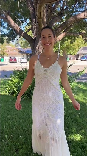 she’s complete. upcycled dress made from a crocheted tablecloth & various laces. check out our etsy!