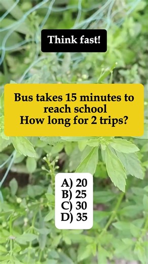 🚌 15 min per Trip – How Long for 2 Trips? #shorts #math #brainteaser #iqvistax #riddle