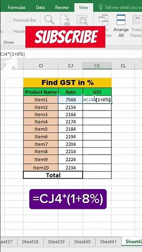 Quickly Calculate GST in Excel with a Simple formula #GSTFormula#CalculateGST#ExcelTips#ExcelHacks