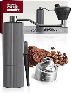 Manual Coffee Grinder,Hand Coffee Grinder with 30 Adjustable Settings,CNC 420 Stainless Steel Espresso Conical Burr-Portable Multi-Bearing Design for Pour Over,French Press & Moka pots