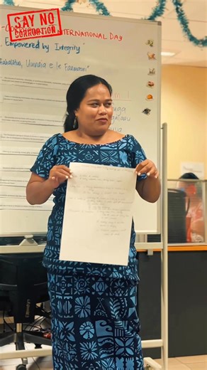 International Anti-Corruption Day 2025 | SLRC Commitment The Samoa Law Reform Commission proudly joins the global community in commemorating International Anti-Corruption Day under the theme "Uniting with Youth Against Corruption". "United Against Corruption, Empowered by Integrity". To mark this important occasion, we came up with a Slogan "United Against Corruption, Empowered by Integrity". Our team participated in a whole-of-government awareness program featuring interactive quizzes, integrit