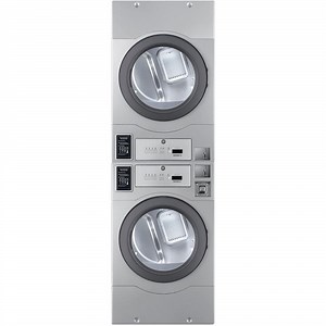 Crossover Commercial Laundry 7 cu. ft. Grey Stainless Steel Stacked Electric Dryer Coin-Operatedand Free Use ELEC DRYER/DRYER STACK