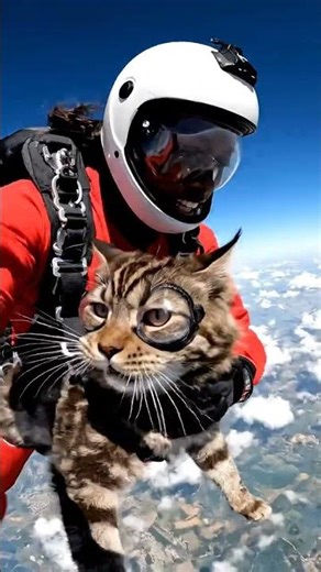 "A Woman Skydives with Her Cat 😺🪂", #shorts