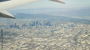 Professional video of aerial view city of Los Angeles California in 4k slow motion 60fps