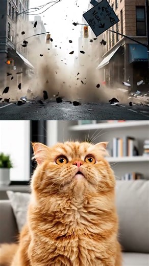 City Explodes… and This Cat Is Just Shocked 😳🐱 #cat #trending #catshorts #cute #funny #cutecat #cats