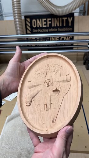 Steve Moseley on Instagram: "I’m rounding over the edges on this cherry Millennium Falcon catch all tray using a 1/4” roundover bit on the SawStop router table. It really cleans up the edge and gives it a much nicer feel. Then I’m using the Surfprep 3”x4” ProFoam sanding pads to clean up all of the surfaces outside of the Falcon carving. I’ll put finish on this next and then will be posting this and the other one out of spalted maple on my web site if anyone is interested. Would make great gifts