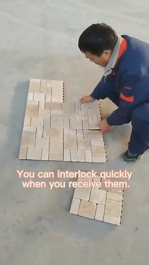 First Stone - Beige Travertine French Pattern Interlock Designs Stone Decking Pavers Tiles Mosaics