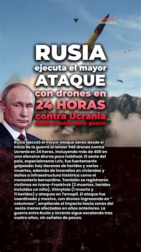 🟥 Rusia ejecuta el mayor ataque con drones en 24 horas contra Ucrania desde el inicio de la guerra