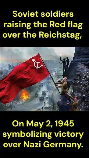 Soviet soldiers raising the Red flag over the Reichstag, Germany.