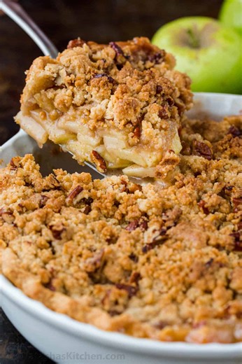 This homemade Dutch Apple Pie is a showstopping holiday-worthy dessert. RECIPE: https://natashaskitchen.com/dutch-apple-pie/ | NatashasKitchen.com