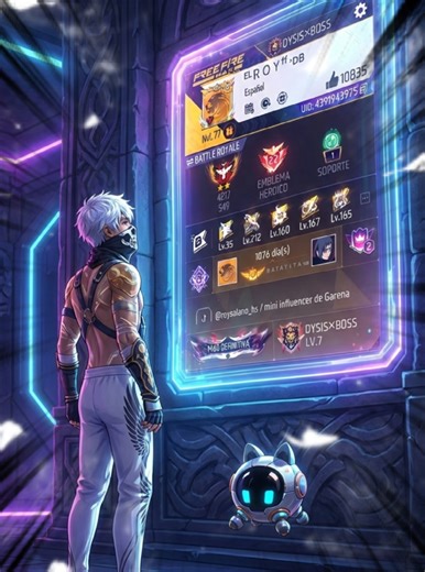 Fotos para perfiles 🔥🔥🔥 Basado en la imagen, cree un trabajo magnífico y ultra detallado, pintura digital, arte de anime / fantasía, con la bandera de honor de los Reyes (dum, encarnas la imagen de la foto, creando la misma cara de pastel elegantemente mirando el enorme panel holográfico brillante (con patentes, estadísticas, medallas e identificación), use la imagen elegida (el one-Yack dice) para realizar el panel, en una pared futurista, efecto de luz sutil, use los colores artísticos para