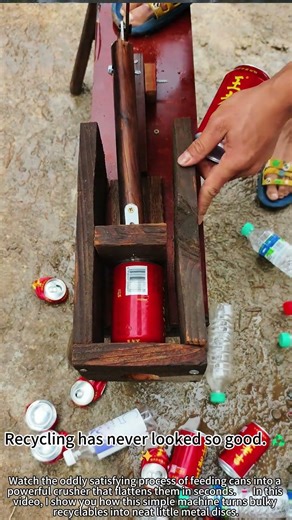 Crushing cans with this satisfying machine! 💥🥤