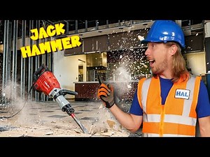 Jackhammer Demolition for Kids! 🧡 Breaking Tile & Concrete with Handyman Hal