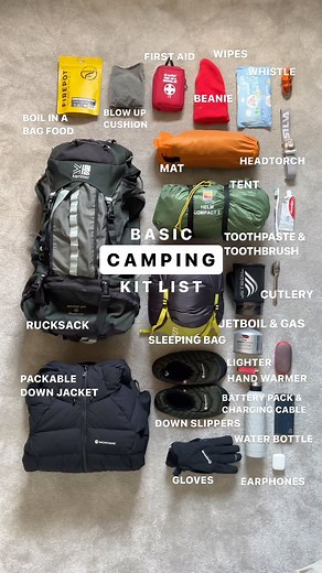Steph • Geordie Hiker • hiking, adventure & the outdoors on Instagram: "Basic camping kit list 🏕️ Warmer weather is *hopefully* just around the corner which can only mean one thing! Camping trips pending! 🌞 This is my basic list and includes most of what you’d pack (other than what you’d wear). You don’t need the most expensive kit to go camping, this rucksack and Thermarest mat was my brothers almost 20 years ago and has been with me travelling to Aus, Mexico, inter-railing around Europe and