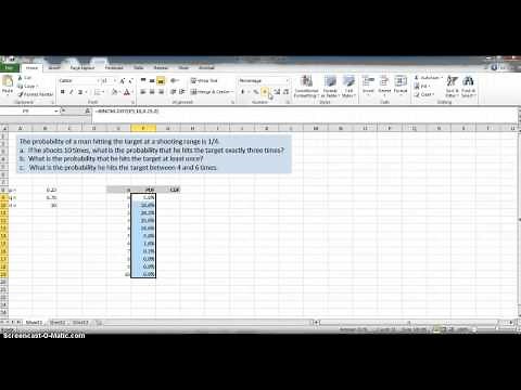 Simple Binomial Problems Using Excel