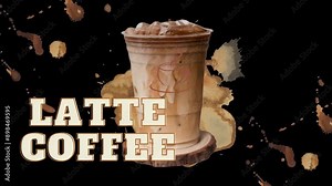 animated coffee footage with advertising, business, sales and drinks.