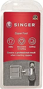 Singer Zipper & Piping Presser Foot – Compatible with Various Sewing Machine Models, Perfect for Inserting Zippers, Piping, and Sewing Close to Zipper Teeth for Professional Results