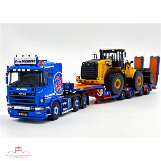 -Scania 164 lowloader ramps CAT 966M wheel loader Doesburg WSI Truck Models , link in comments | Modeltruckland - modellismfangreece