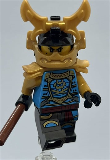 -Golden Samurai X Nya- LOVEE the mix of Gold and Azure blue in this minifigure!! Just the thought of having Nya be Samurai X one more time is awesome as well! And it does make sense with all the “without powers” arc she went through in Crystalized! Also, I don’t own a baseball bat piece, so this brown stick will have to do for now… 😭 #lego #ninjago #legoninjago #legotiktok #ninjagonya