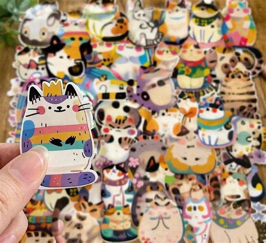 Cute Cat Sticker Pack | Aesthetic Vinyl Cat Stickers | Waterproof Matte Stickers for Laptop, Phone Case, Water Bottle & Journal, Reusable - Etsy