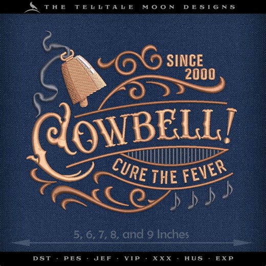 Cowbell “cure the Fever” Embroidery – Five Sizes 5 to 9 Inches – Vintage Bar Sign - Etsy
