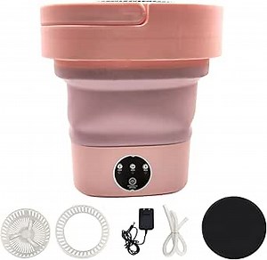Flylin Portable Washing Machine Drying Washing Machine Foldable Mini Small Washer 6.5L Half Automatic Washt for Baby Clothes Underwear Apartment Camping RV Travel (Pink)