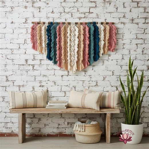 Extra Large Macrame Wall Hanging, Abstract Textile Art for Interior, Japandi Fiber Wall Art Decor, Extra Large Macrame Headboard Above Bed - Etsy