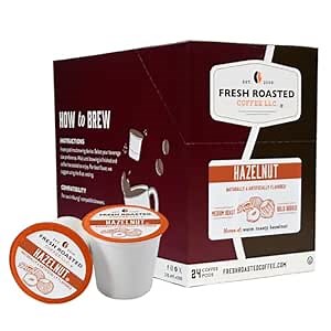 Fresh Roasted Coffee, Decaf Hazelnut, Flavored Coffee Pods, K-Cup Compatible, 24 Count