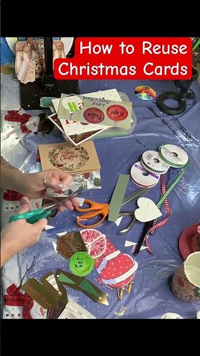 How to upcycle and reuse Christmas Cards DIY #upcycledcrafts #recycle #recyclereuse #christmas
