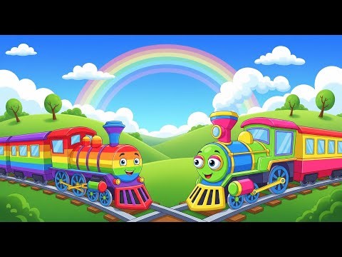 Funny Rainbow Trains Crossing Live | Cartoon Loop 🚂🌈😂