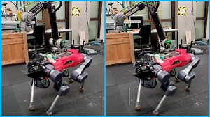 Combining Learning-Based Locomotion with Model-Based Manipulation for Legged Mobile Manipulators