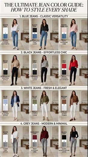 The ultimate jean color guide every girl needs! #jeansstyle #outfitideas #styletips #shorts