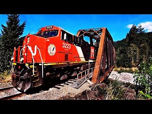 Massive CN Freight Trains Going Over Bridge Thru Hope British Columbia