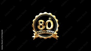 80th Anniversary luxury Gold Animation. Greeting for the 80th Anniversary. Luxurious Animation Celebrating 80 Years of Excellence