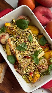When it rains, baked feta with peaches.👨‍🍳🫶 #rain #cooking #feta #peach #baked #recipe | Volodymyr Testardi