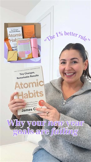 Your new year goals are failing because they’re too big 👀 I made it my mission to finish reading ‘Atomic Habits’ by James Clear at the start of this year. I’ve learnt so much from this book and I am now starting to initiate my findings into my day to day. Here is one finding that can help you achieve your new year goals: ‘The 1% Better Rule’ This is that tiny improvements compound over time. If you are getting 1% better every day it leads to massive change. I chat about some examples of how you